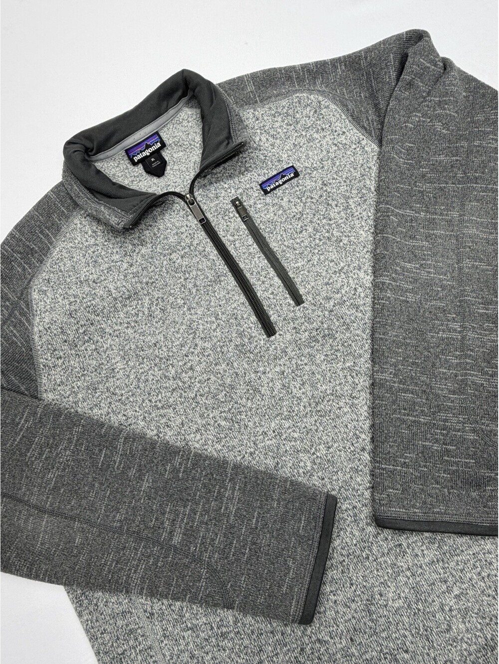 Patagonia Mens Better Sweater 1/4 Zip Fleece- Two Tone Gray- Size XL